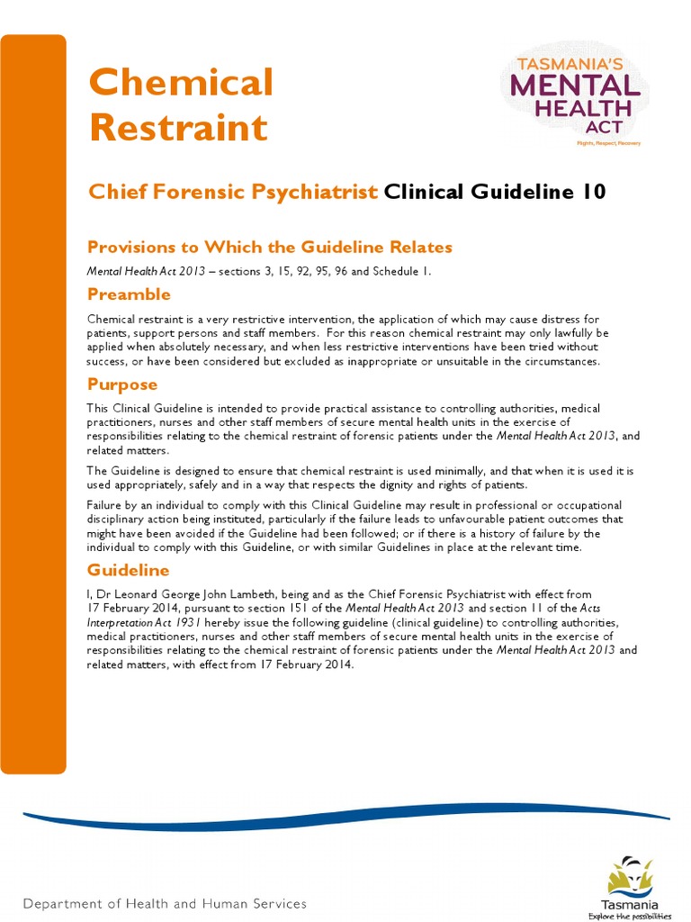 24 CFP Clinical Guideline 10 Chemical Restraint Forensic Psychiatry Psychiatry