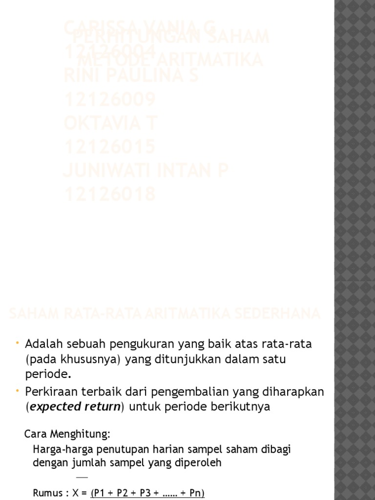 Menghitung Rata-rata Saham Aritmatika | PDF