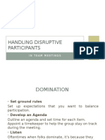 Handling Disruptive Participants: in Team Meetings