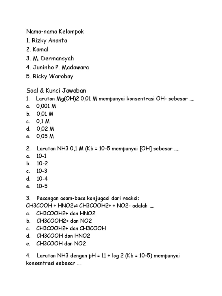 Soal Kimia Kls Xi Sem 2 Pdf