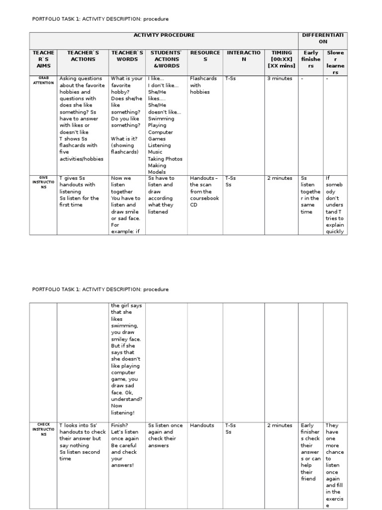 Classroom Listening Activity Procedure | PDF | Cognition | Cognitive ...