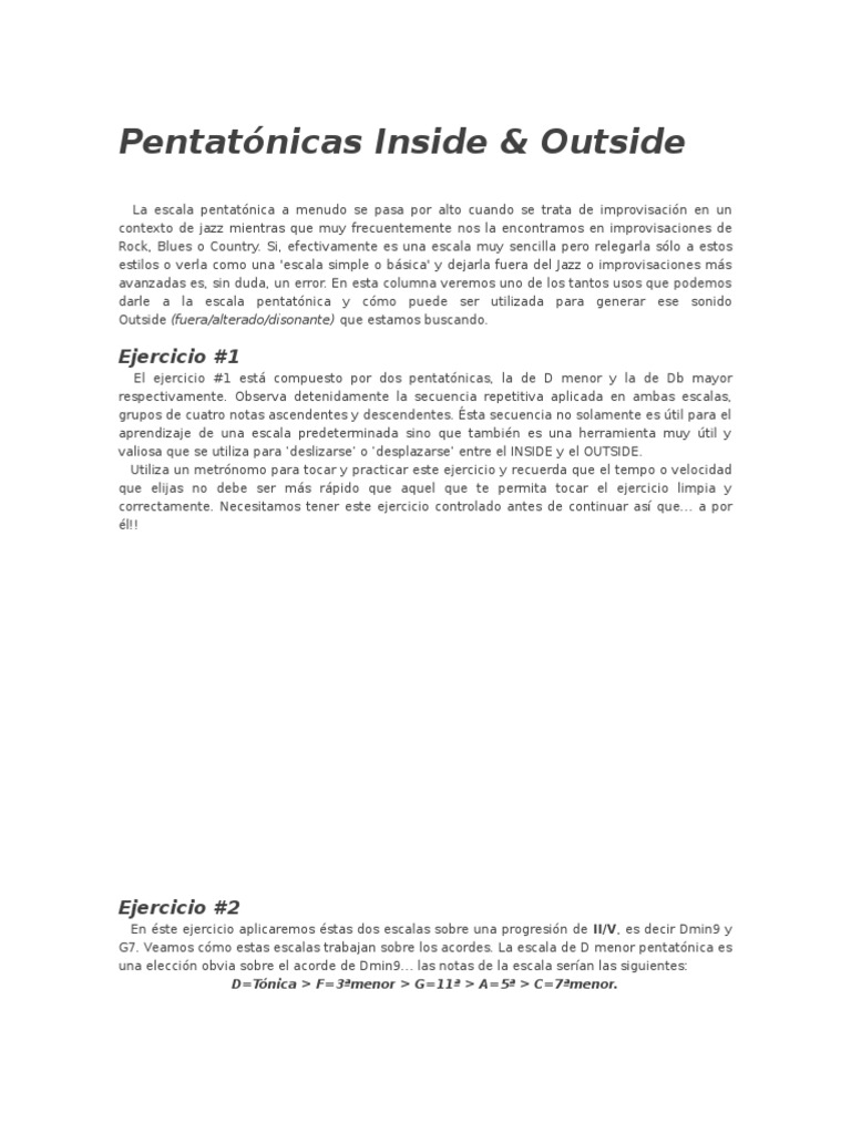 Uso de la escala pentatónica en guitarra | PDF | Acorde (Música ...