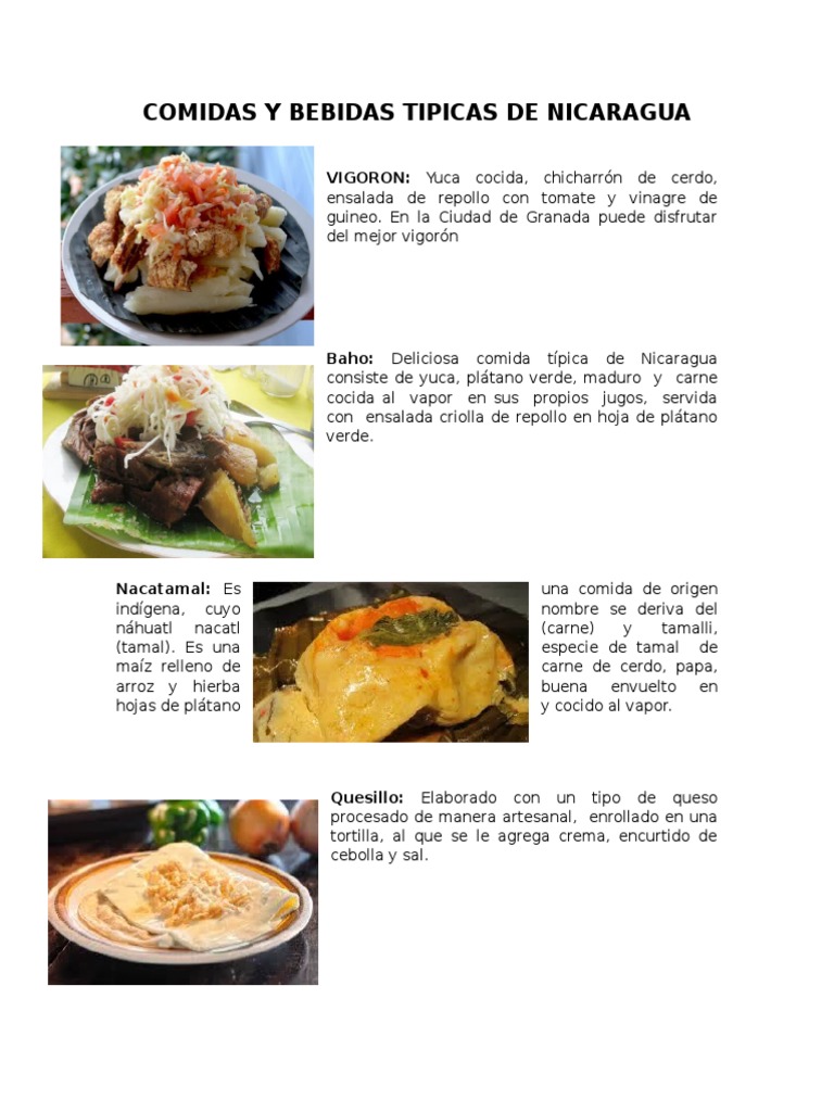 Comidas y Bebidas Tipicas de Nicaragua | PDF | Cocina latinoamericana |  Cocina