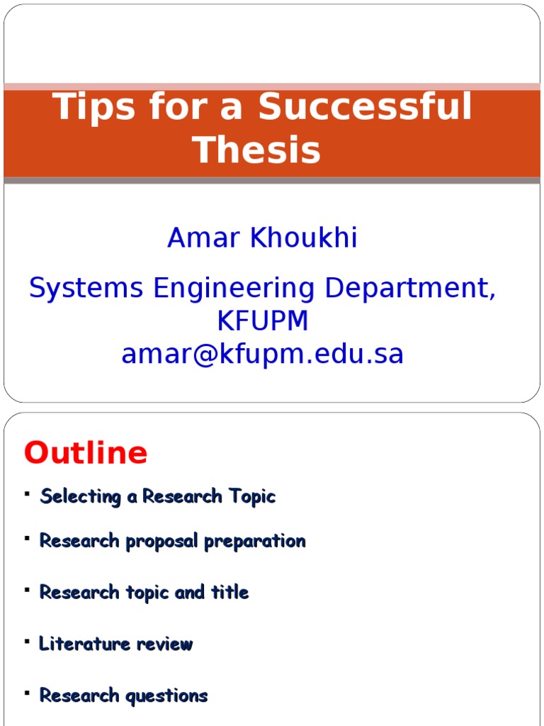 Tips For Successful Thesis Pdf Thesis Cognitive Science