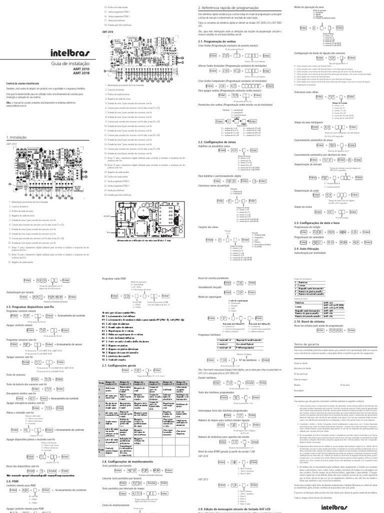 Guia de Instalação Central Monitorada AMT 2010 e 2018 Telefone Sem