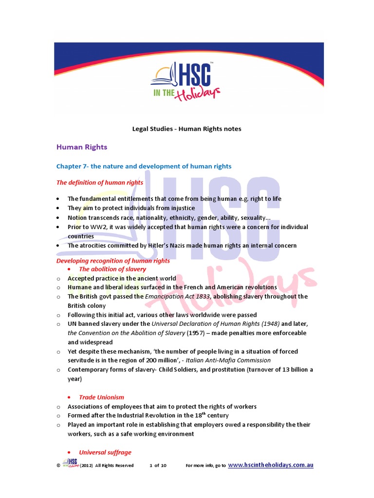 Human Rights Overview for HSC Students | PDF | Human Rights ...