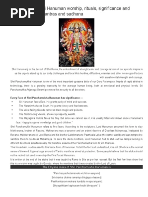 Shri Panchamukhi Hanuman Worship Hindu Mythology Hindu Deities