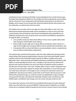 Dallas County mental health plan 