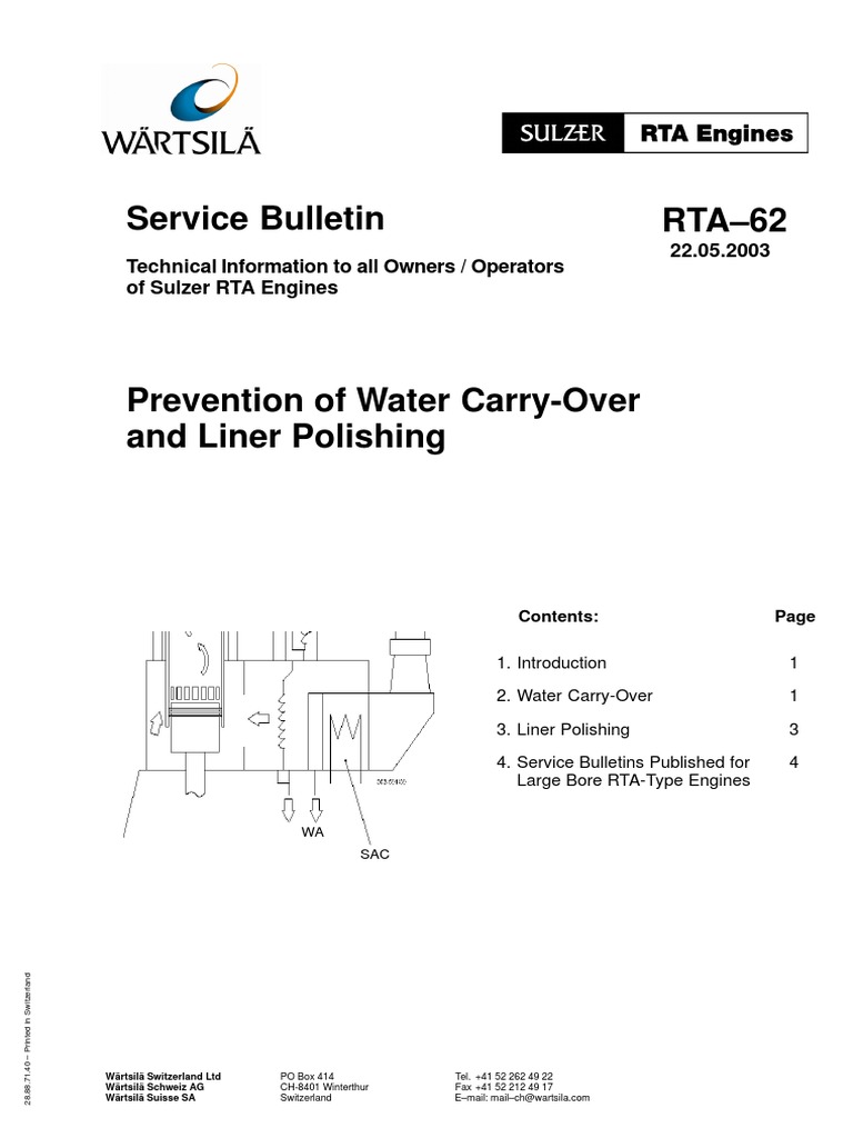 Service Bulletin RTA-62: 22.05.2003 Technical Information To All Owners ...