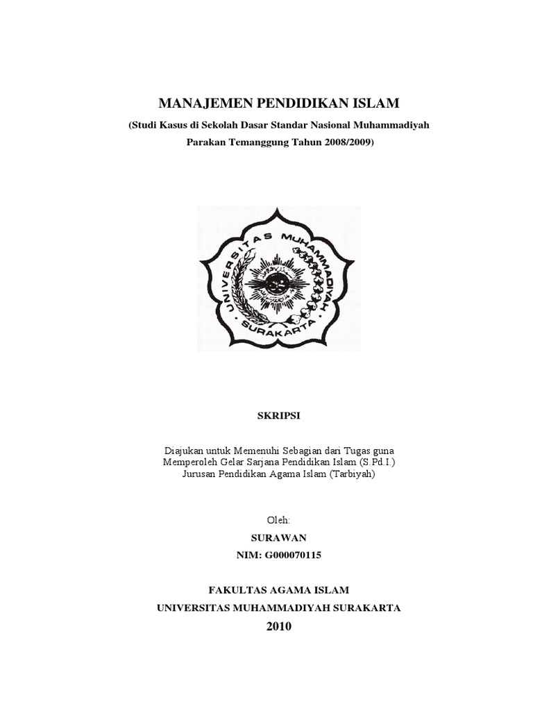 80094828 Skripsi Judul Manajemen Pendidikan Islam Pdf
