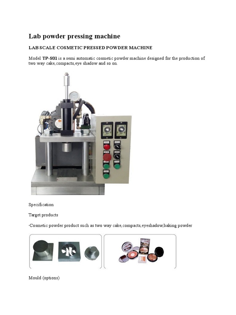 Semi-Automatic Cosmetic Powder Press | PDF | Mechanical Engineering ...