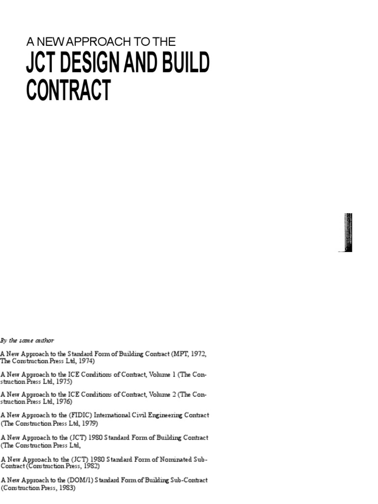JCT Design and Construction Contract New Approach Present Value