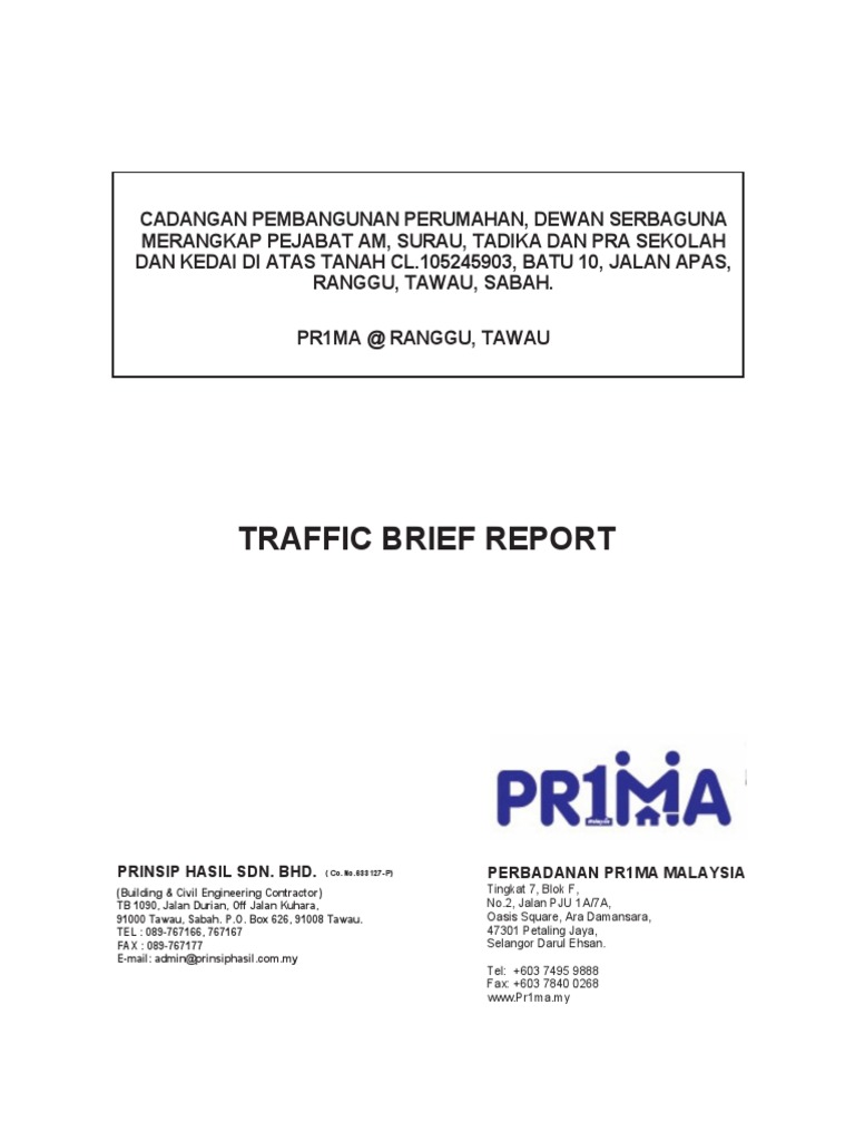 Pr1ma@Ranggu Traffic Brief Report | PDF | Streets And Roads | Traffic