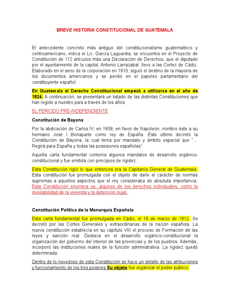 Breve Historia Constitucional de Guatemala | PDF | Constitución ...