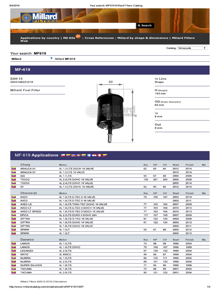 MF619 Millard Filters Catalog PDF
