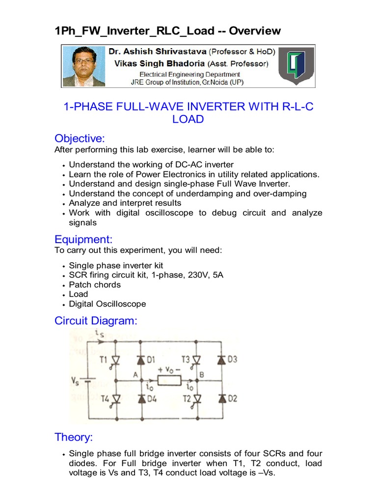 RLC Load Analysis in Inverter Lab | PDF | Power Inverter | Electrical ...