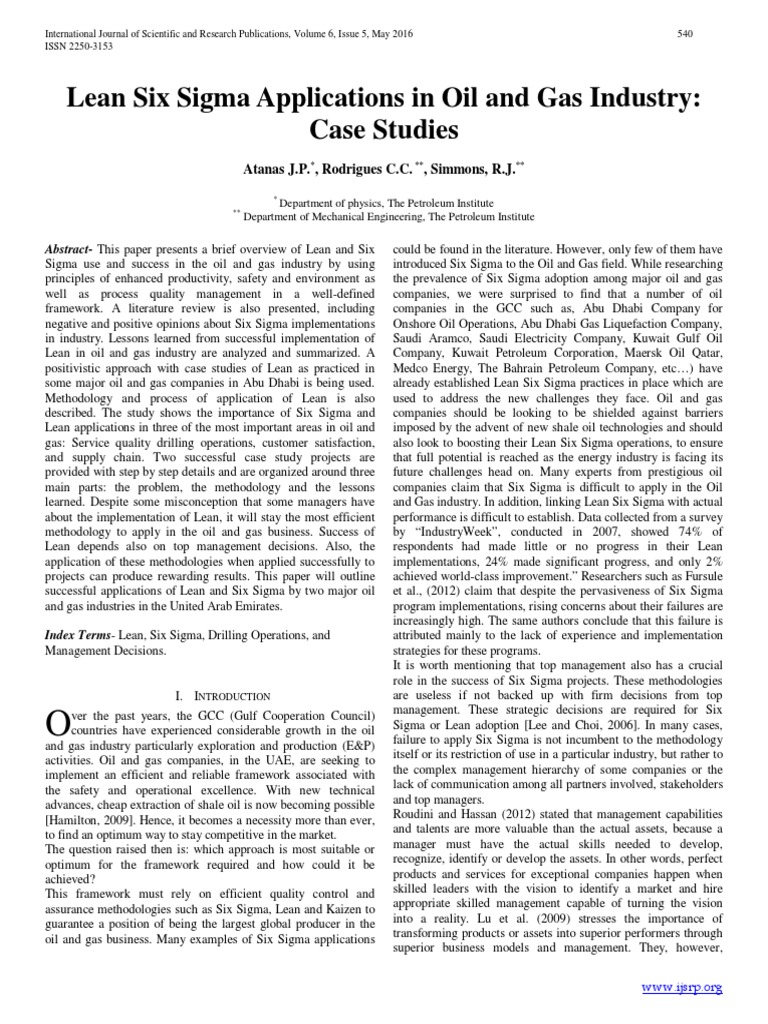 Lean Six Sigma in Oil & Gas Case Studies | PDF | Lean Manufacturing ...