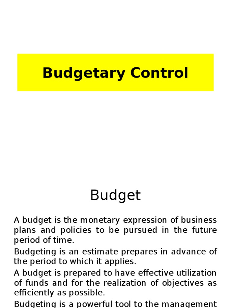 Understanding Budgetary Control Principles | PDF | Management ...