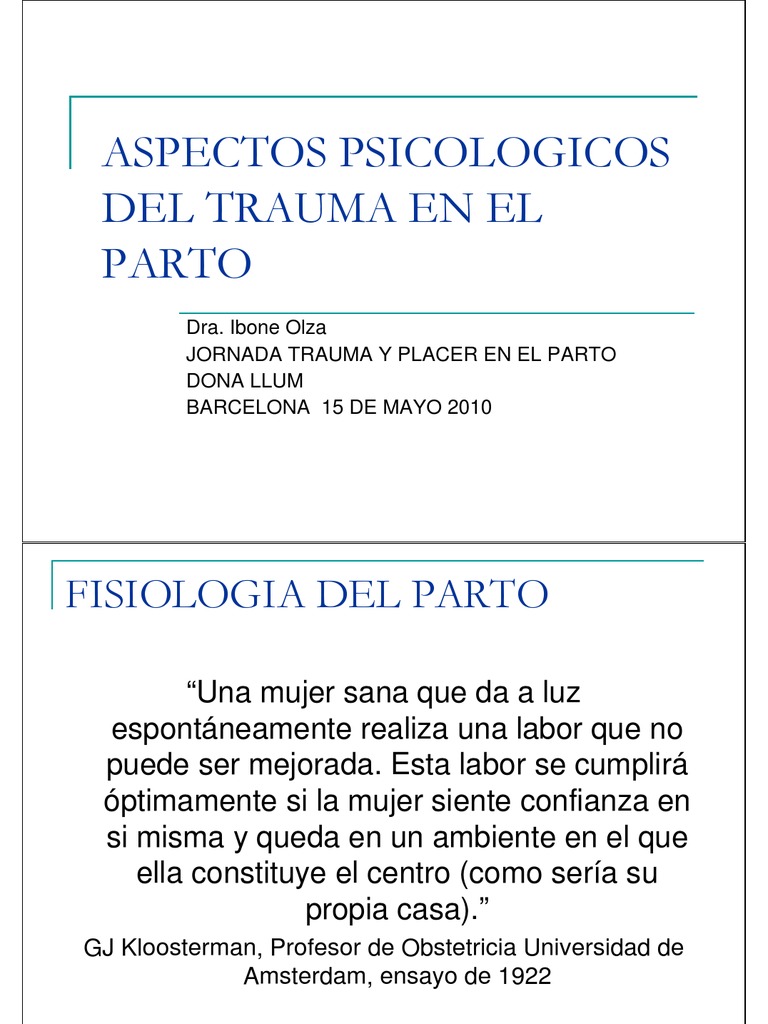 Ibone Olza Aspectos Psicológicos Del Trauma en El Parto, PDF, Parto