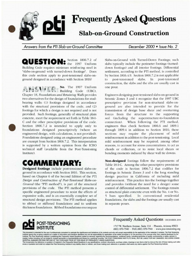 Post-Tensioned Slabs: Code Exemptions | PDF | Building Technology ...