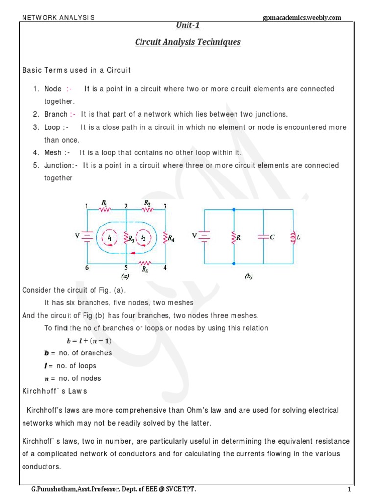 Network Analysis Network Analysis (Electrical Circuits) Electrical