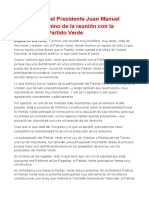 Ene.20.2012 - Declaración Del Presidente Juan Manuel Santos Al Término de La Reunión Con La Bancada Del Partido Verde