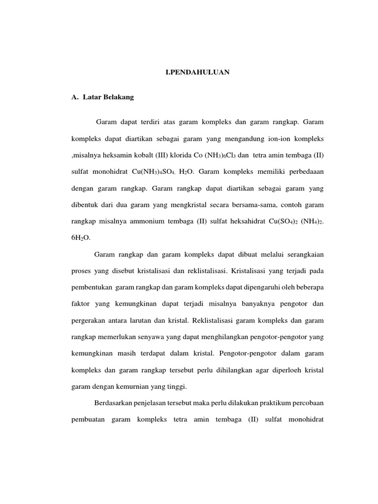 laporan praktikum pendinginan dan pembekuan Laporan Praktikum Kimia Anorganik I Percobaan v Garam 