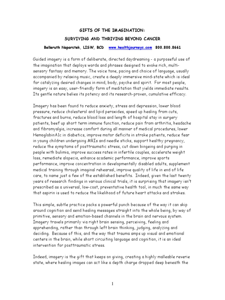 Gifts of The Imagination Guided Imagery For Surviving and Thriving