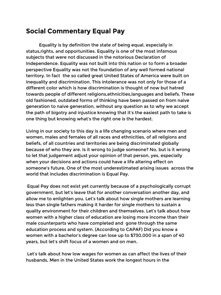 Equal Pay: A Call for Equality | PDF | Equal Opportunity | Cultural ...