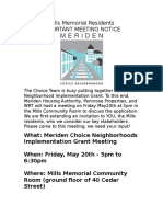 English Flier For Choice Implementation Grant Meeting at Mills 5 20 16