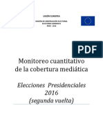 Monitoreo Cuantitativo de La Cobertura Mediática - Segunda Elección Presidencial Perú 2016