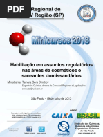 Mini Curso - Habilitação Em Assuntos Regulatórios Nas Áreas de Cosméticos e Saneantes Domissanitários