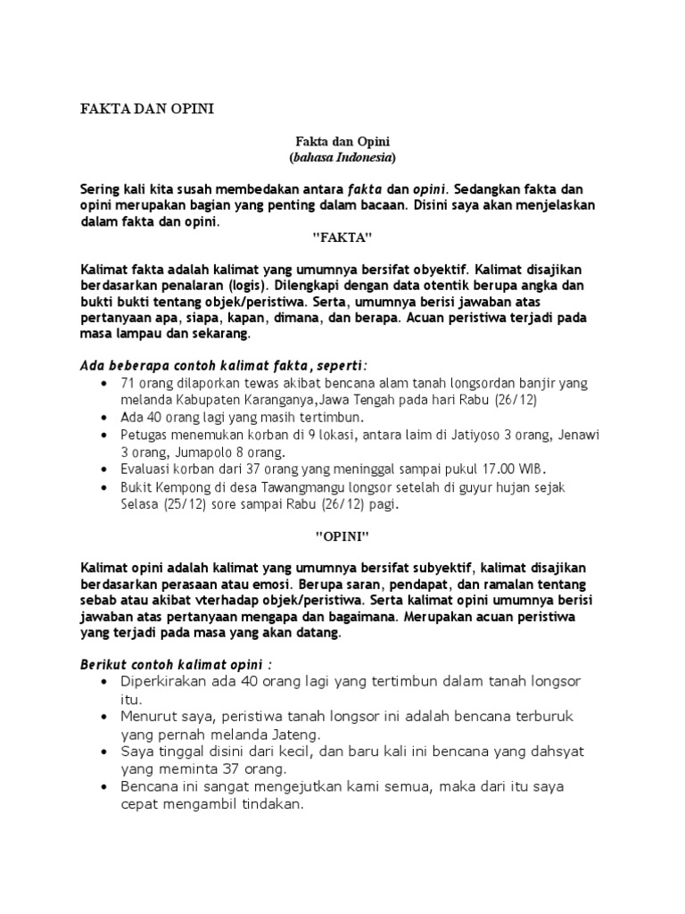 Fakta Dan Opini