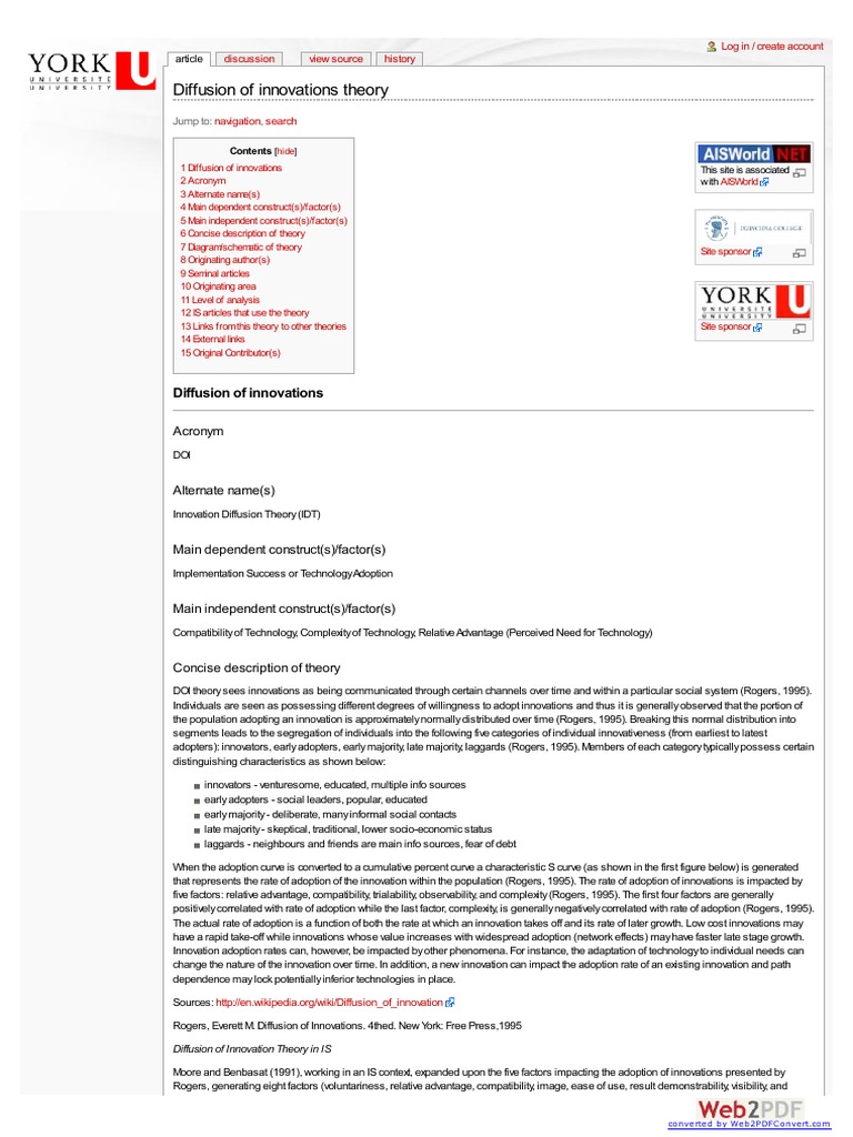 Diffusion of Innovations Theory | PDF | Innovation | Information System