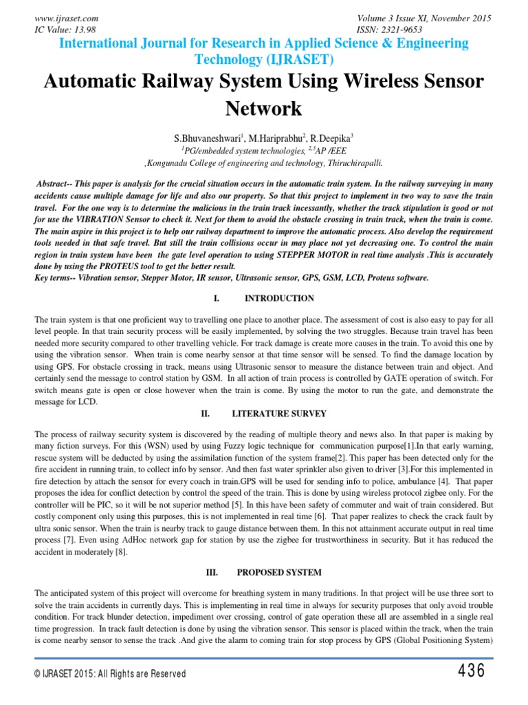 Automatic Railway System Using Wireless Sensor Network | PDF | Security ...