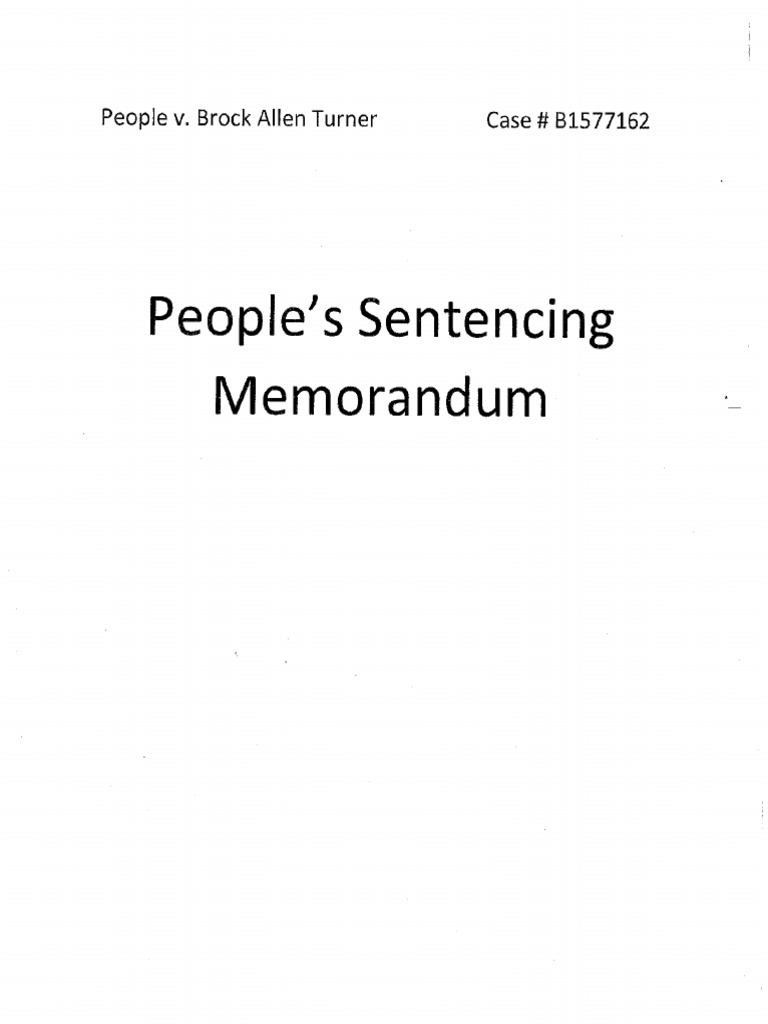 Brock Turner Sentencing Memo | PDF