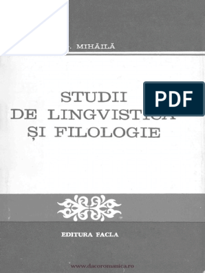 Mihăilă Gheorghe Studii De Lingvistică Si Filologie Pdf