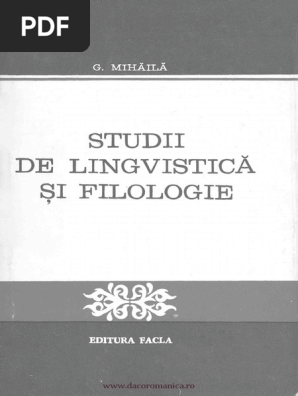 Mihăilă Gheorghe Studii De Lingvistică Si Filologie Pdf