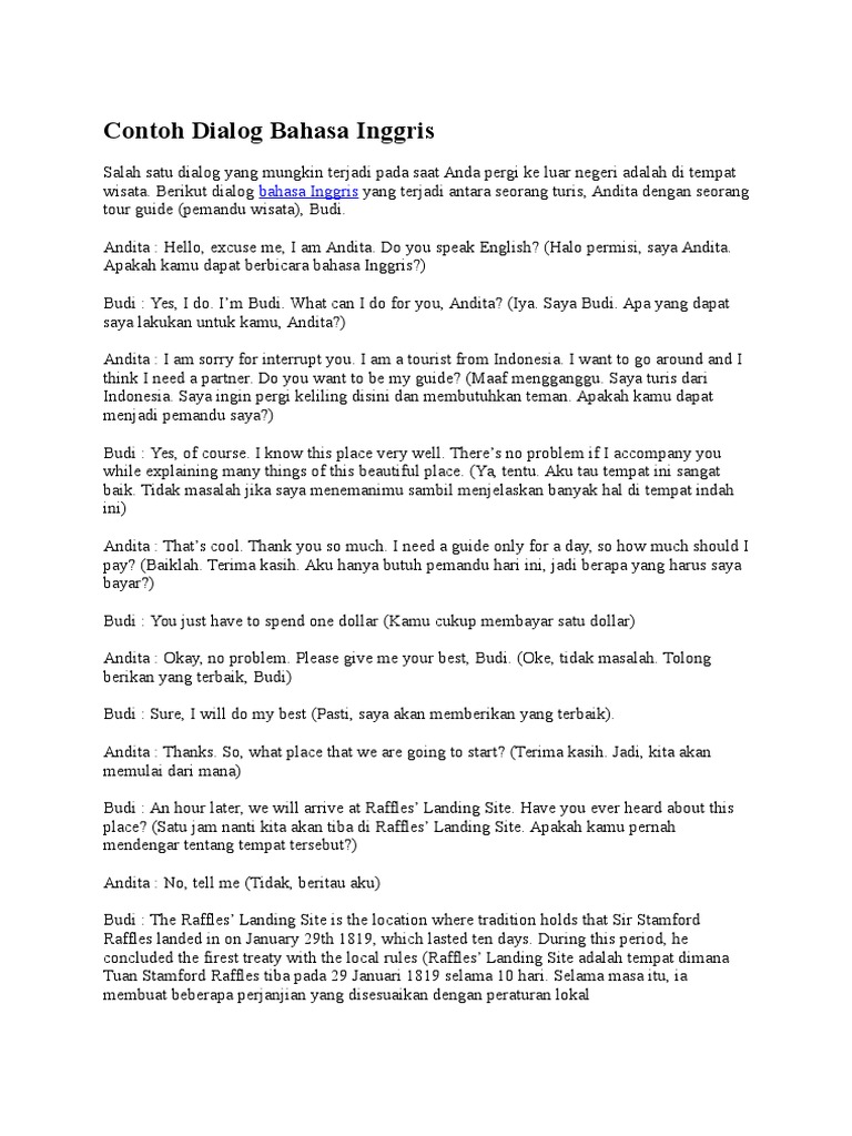 Contoh Dialog Bahasa Inggris