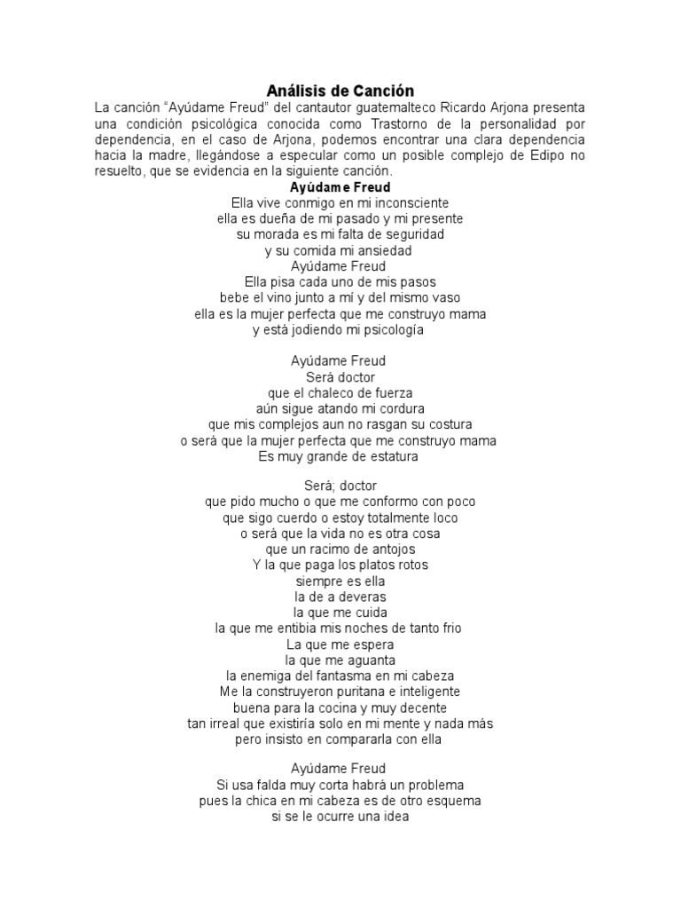 Canci n Ay dame Freud PDF Adultos Complejo De Edipo