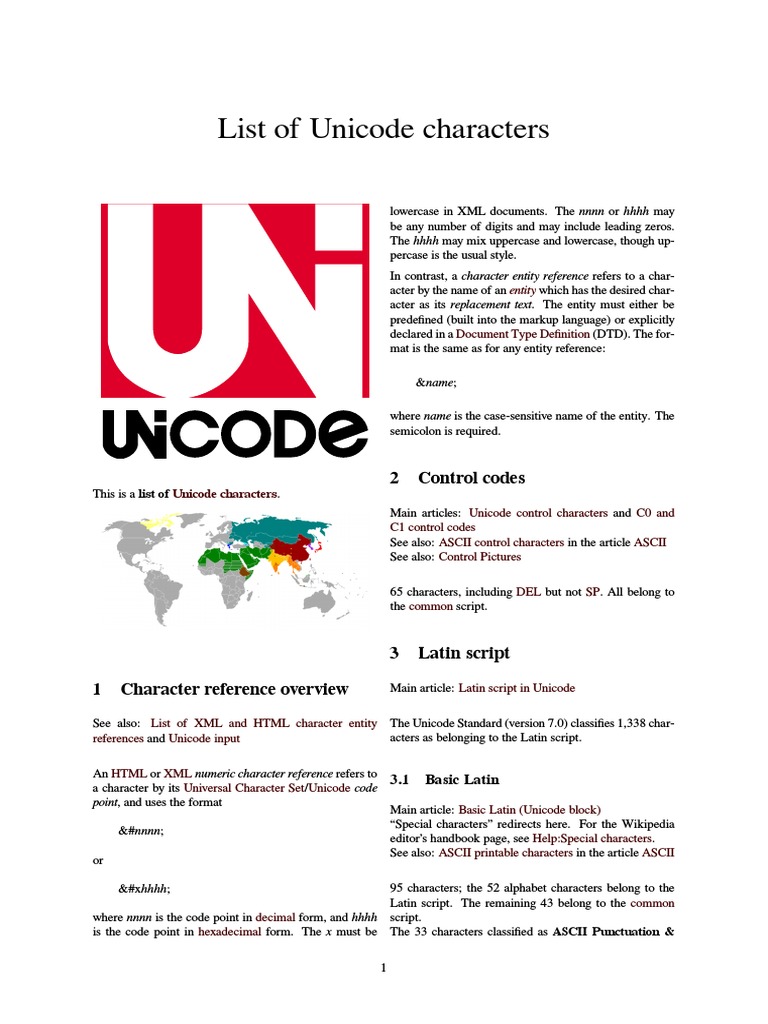 Unicode Character Reference