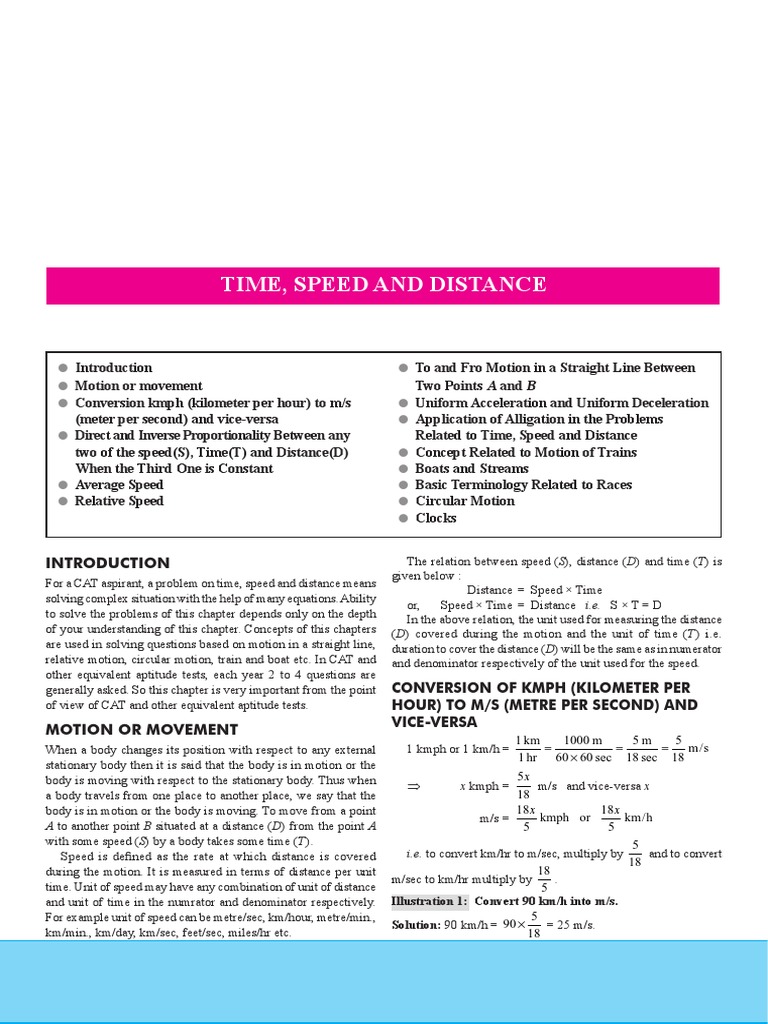 Chapter-10 Time, Speed and Distance | PDF | Acceleration | Speed