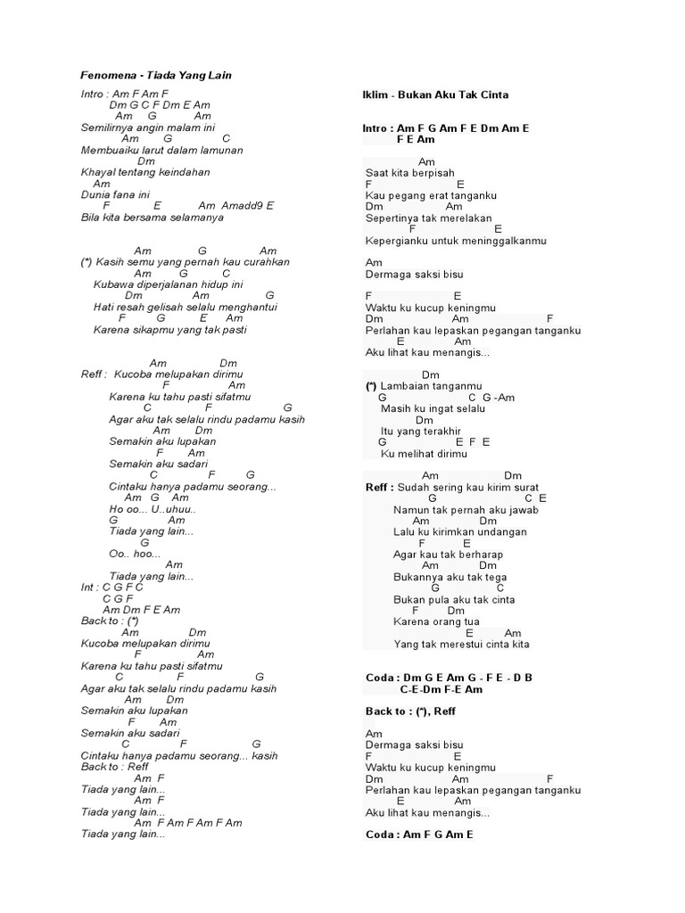Kunci Gitar Lagu Malaysia | PDF