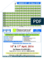 Jee Main 2016 Anwer Key Solution Code H