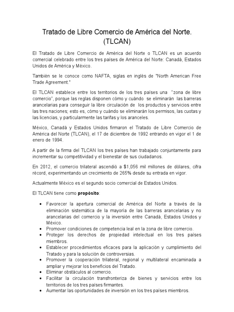 Tlcan Descargar Gratis Pdf Tratado De Libre Comercio Norteamericano