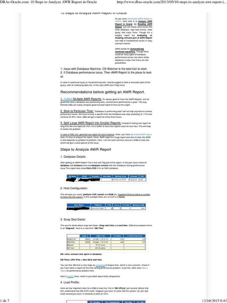 10 Steps To Analyze AWR Report In Oracle Databases Central