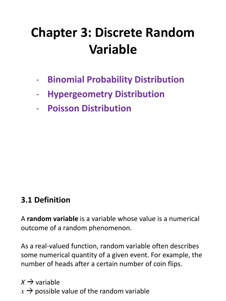 Discrete Random Variables Overview | PDF | Probability Distribution ...