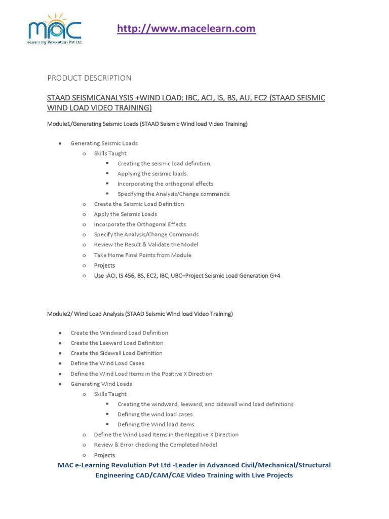 STAAD Seismic Analysis (STAAD Seismic Wind Load Video Training) | PDF ...
