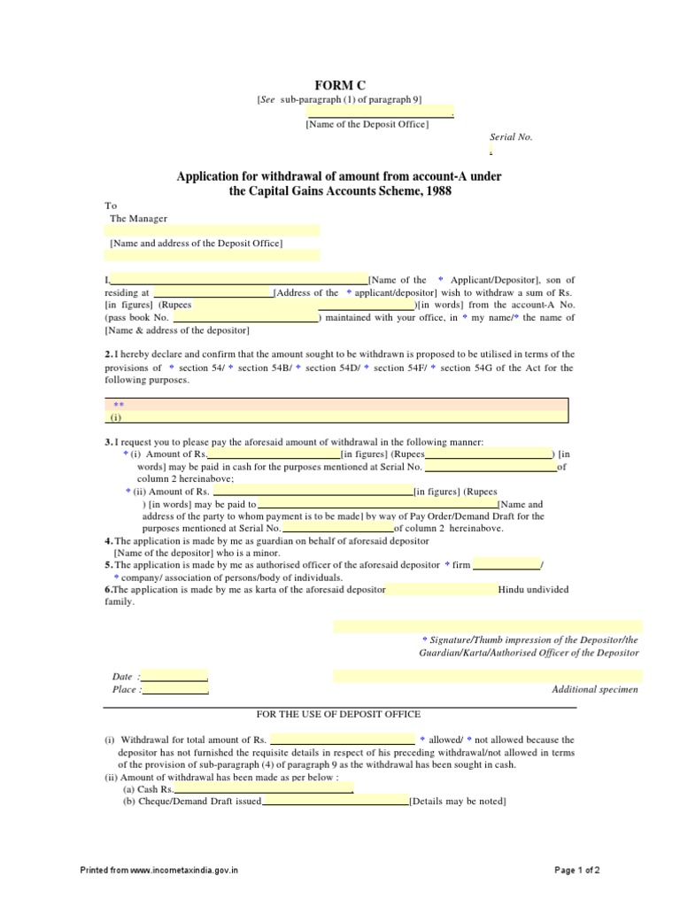 Form C Capital Gain Scheme | PDF | Deposit Account | Banking