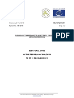 Electoral Code of The Republic of Moldova As of 31 December 2015